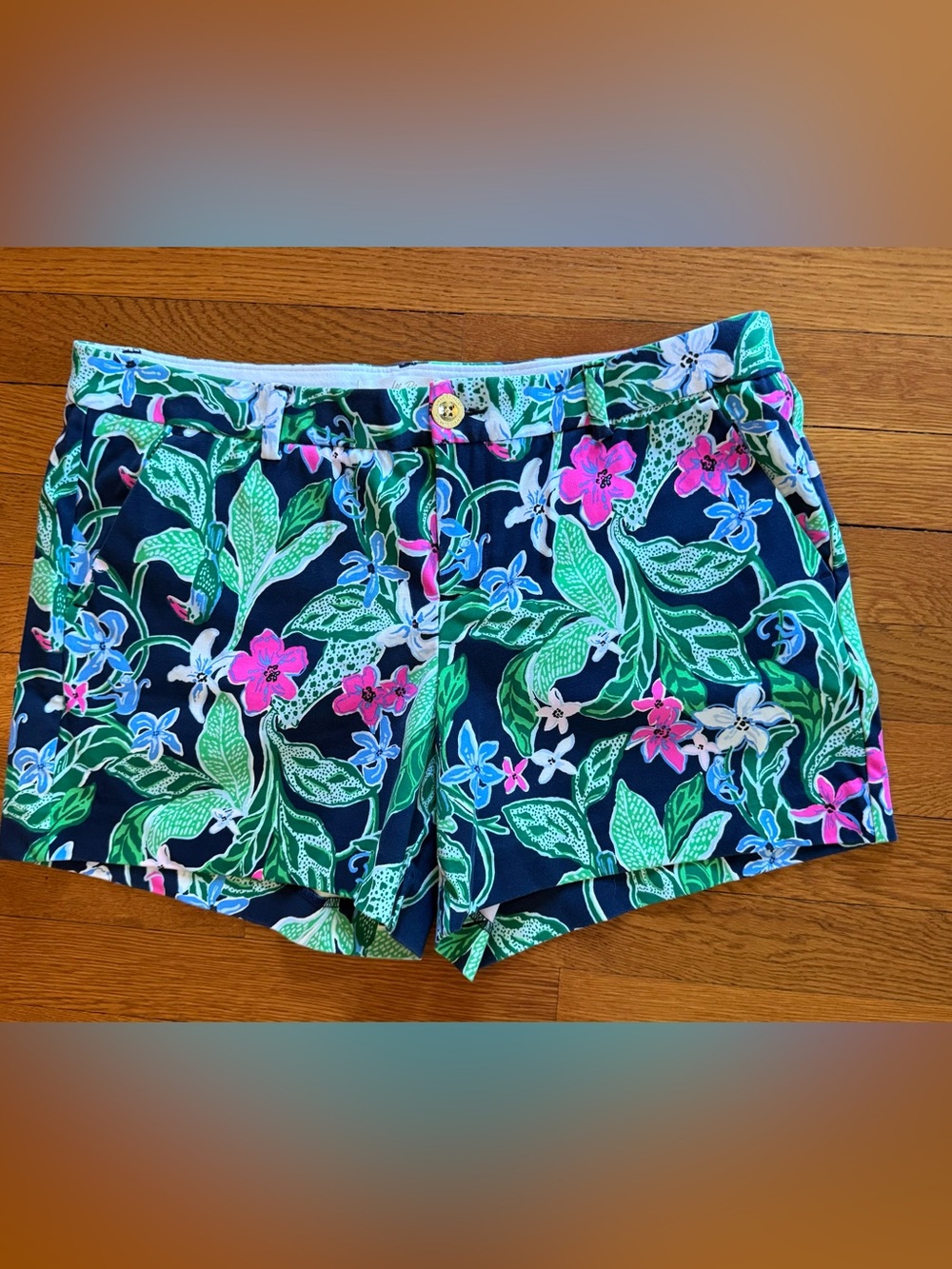 Lilly Pulitzer Navy Floral Print Bermuda Shorts